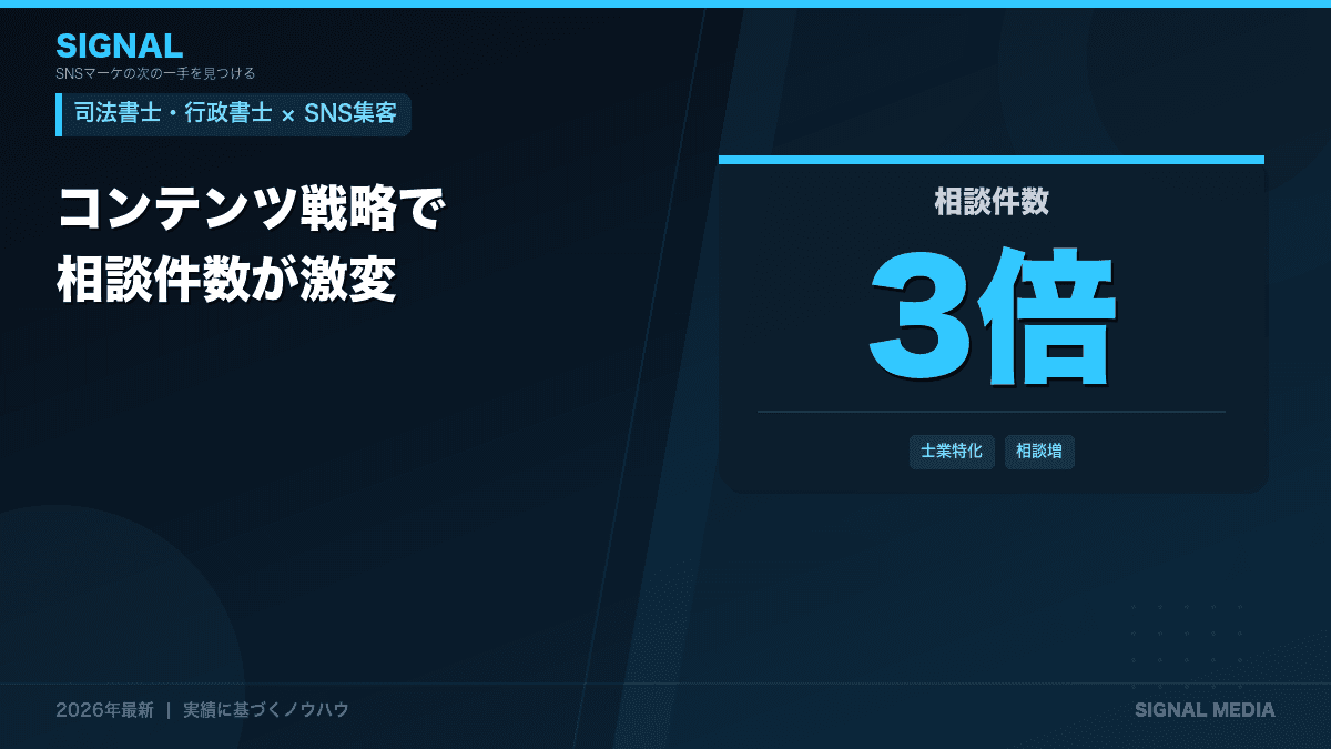 【2026年最新】司法書士・行政書士のSNS集客術|月間相談件数を3倍にする専門家のコンテンツ戦略